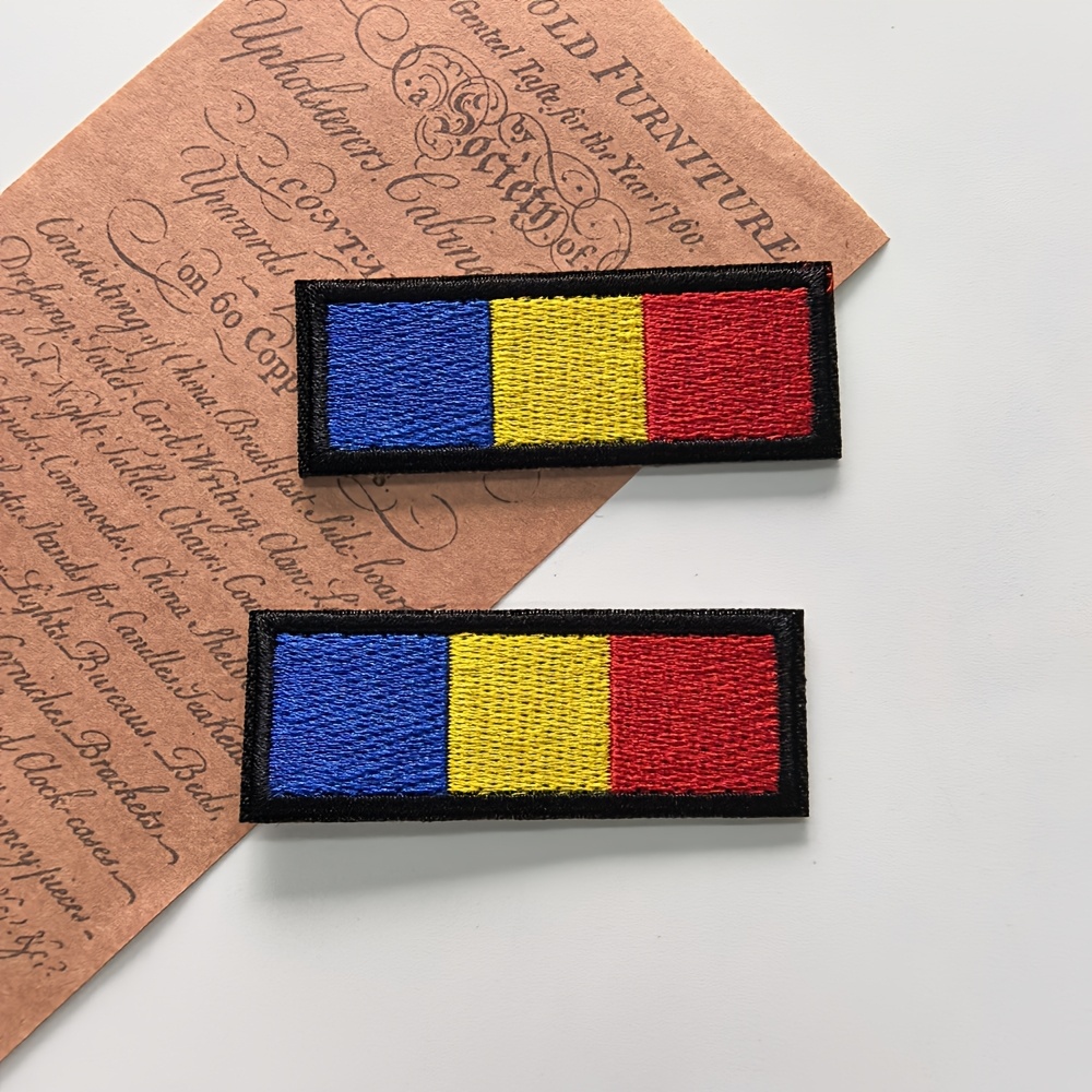 TEMU 2pcs Romania Themed Embroidered Patches, Diy Iron-on/sew-on Appliques For Clothes, Hats And Bags, Trendy&