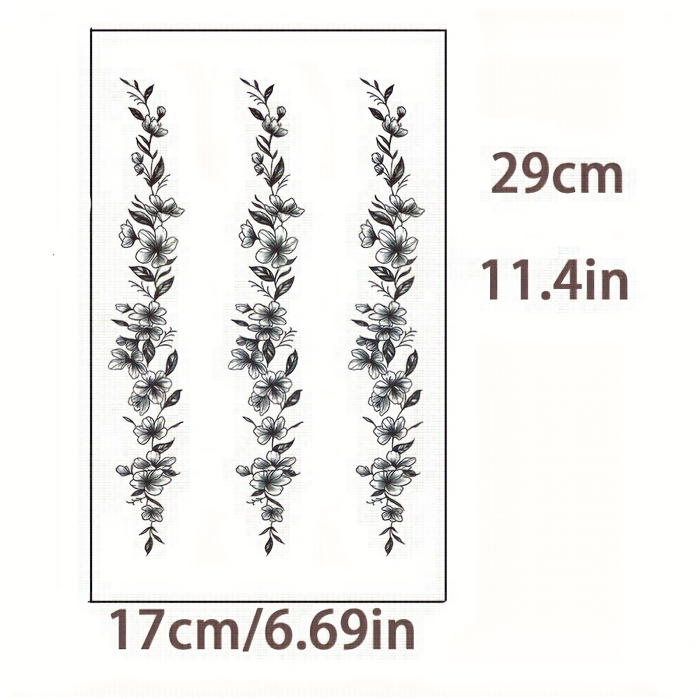 Waterproof Floral Tattoo Stickers For Women, Featuring A Thigh Garland Design