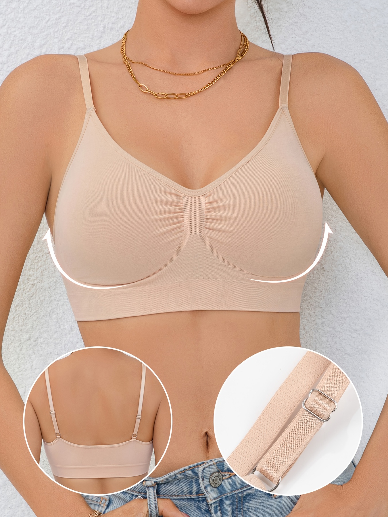 womens seamless underwear with a single layer no padding adjustable straps and a easy design for a supportive fit