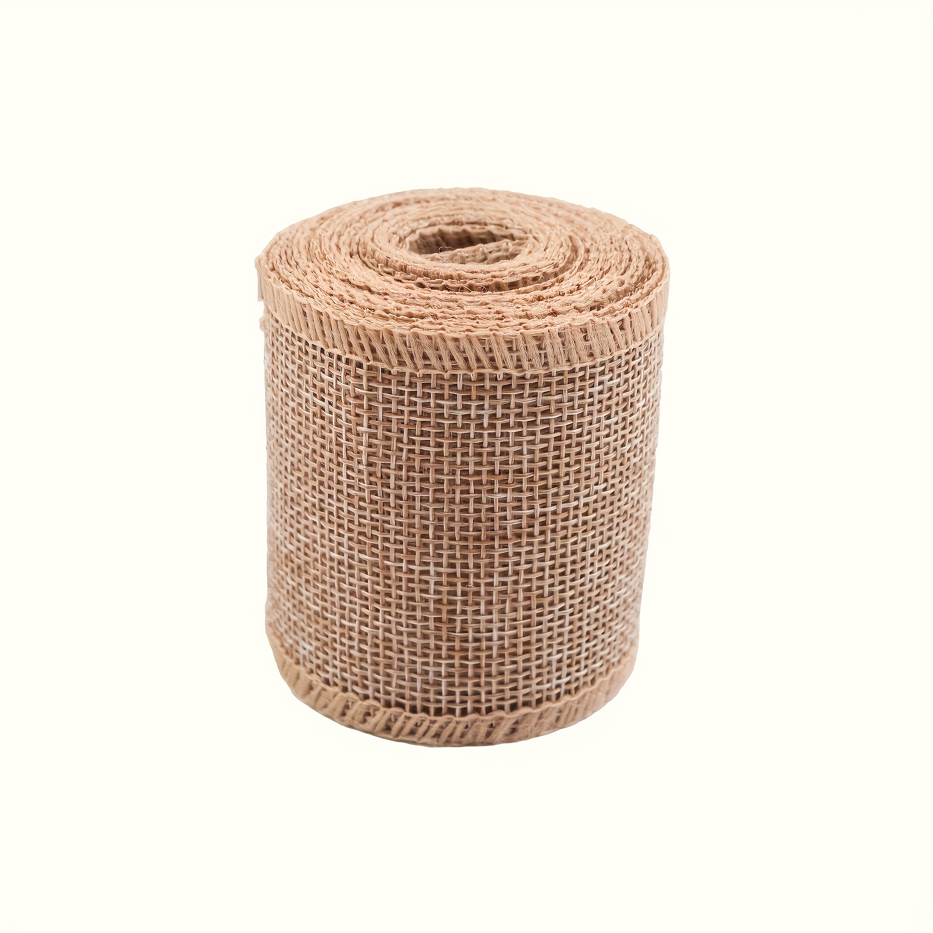 TEMU Un rouleau de ruban en lin, 4 cm de large et 457,2 cm de long, élégamment fabriqué à , idéal pour cadeau, les décorations de Noël et les loisirs