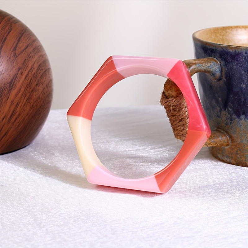 Women's Two-Tone Multi-Color Spliced Bangle Bracelet