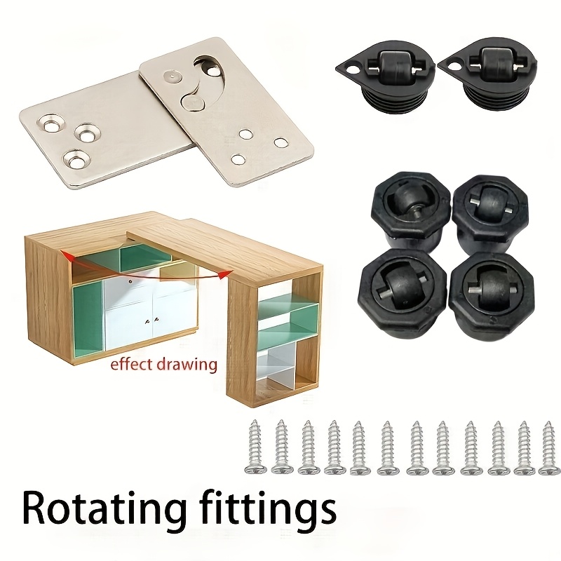 

Minimalist 90 Degree Rotating Desk Hardware, Iron Folding Tabletop Connectors With Mounting Brackets And Screws For Office Furniture