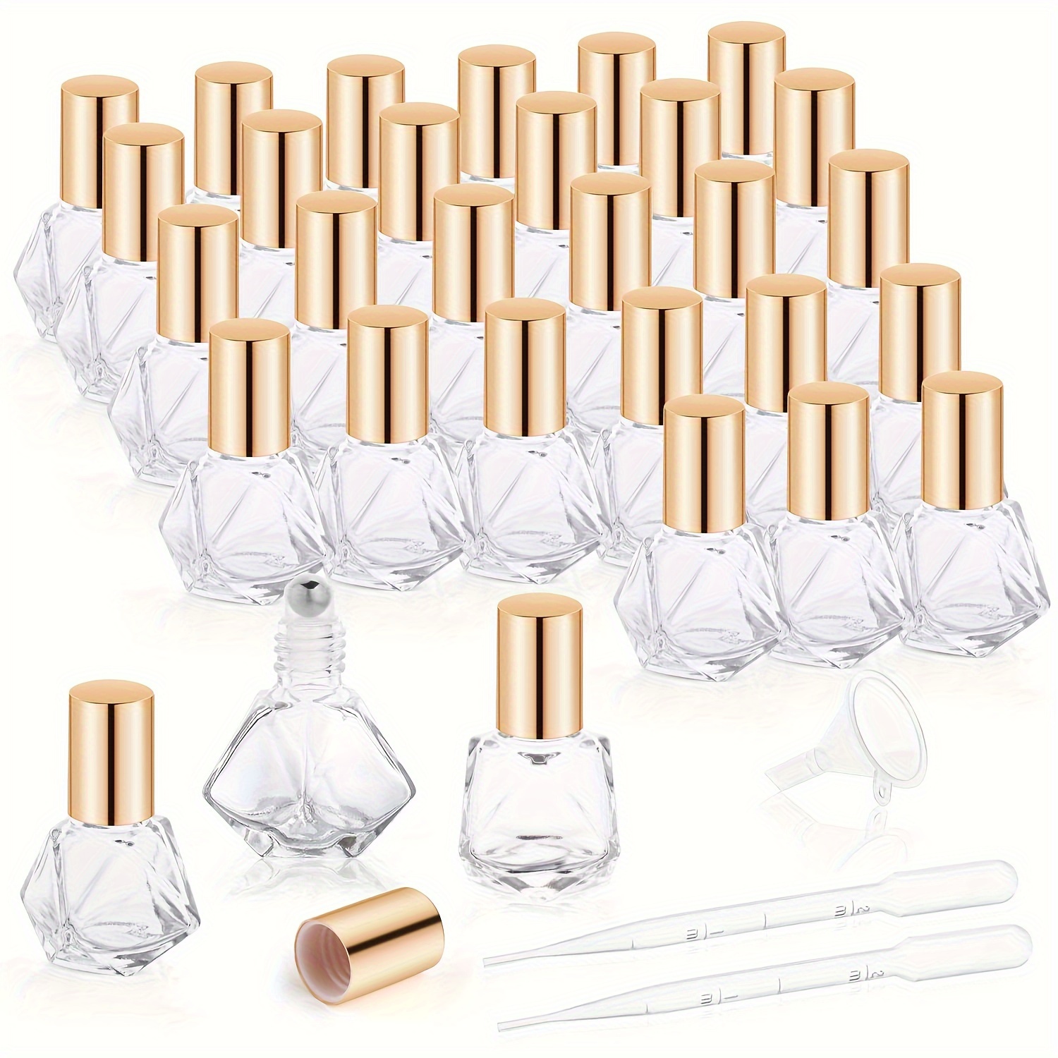 

10pcs 8ml/0.7oz Essential Oil Roller Bottle Glass Roller Bottle Empty Cosmetic Small With Stainless Steel Roller, Suitable For Travel Perfume Essential Oil, 2 , 1 Funnel