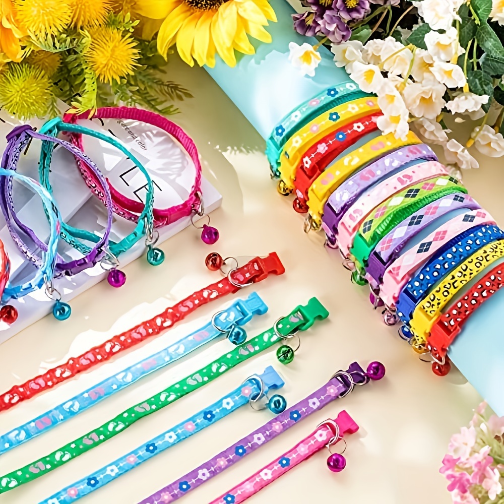 24pcs Random Colors Pet Collars with Colorful Patterns