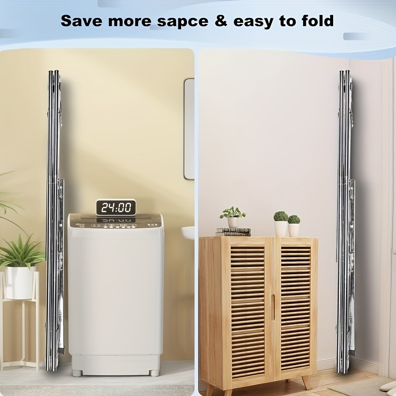 79 inches clothes drying rack free of installation stainless steel garment rack adjustable and foldable space saving laundry drying rack for indoor outdoor with 20 windproof hooks details 5