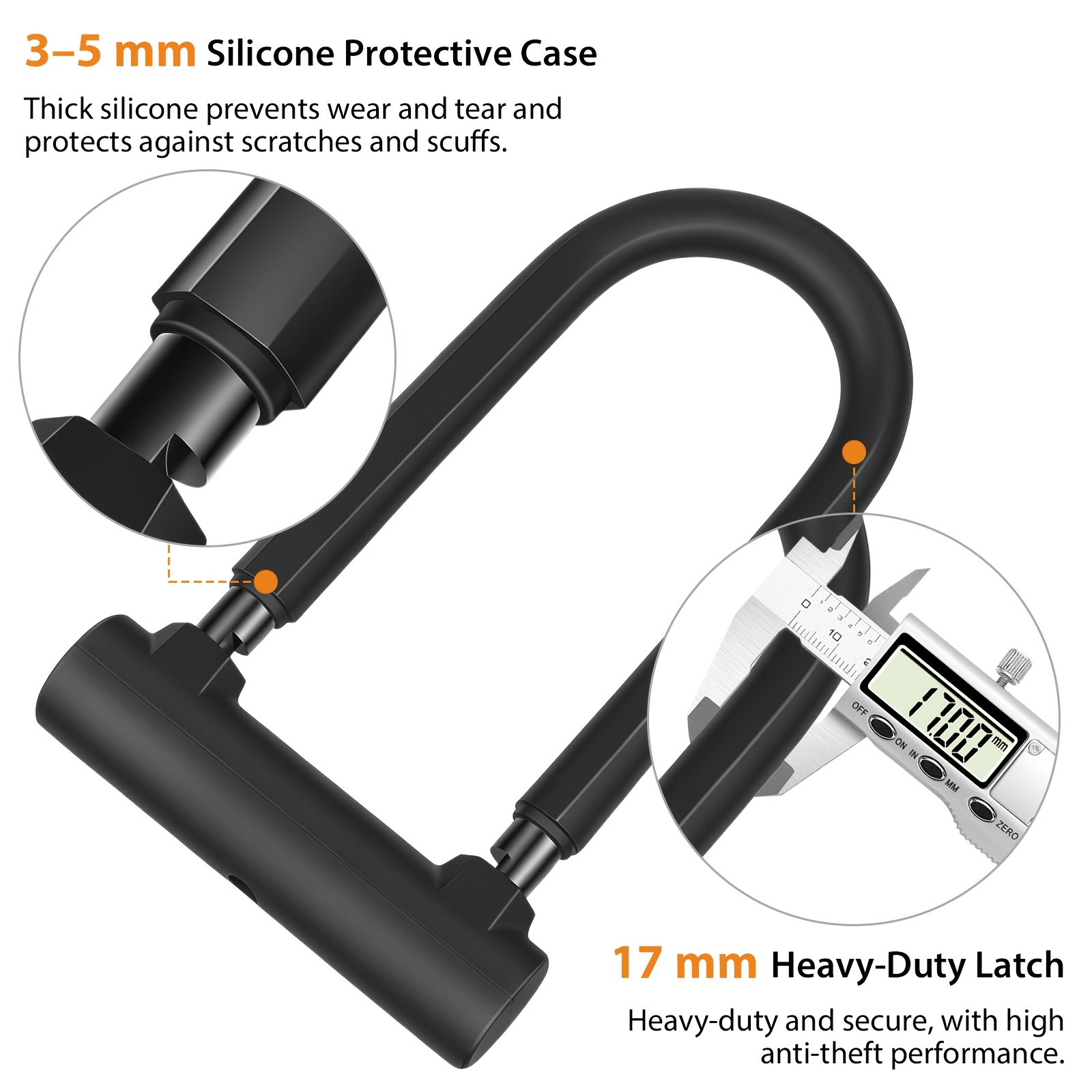 Heavy Duty Bike D Lock with Steel Security Cable & Mounting Bracket