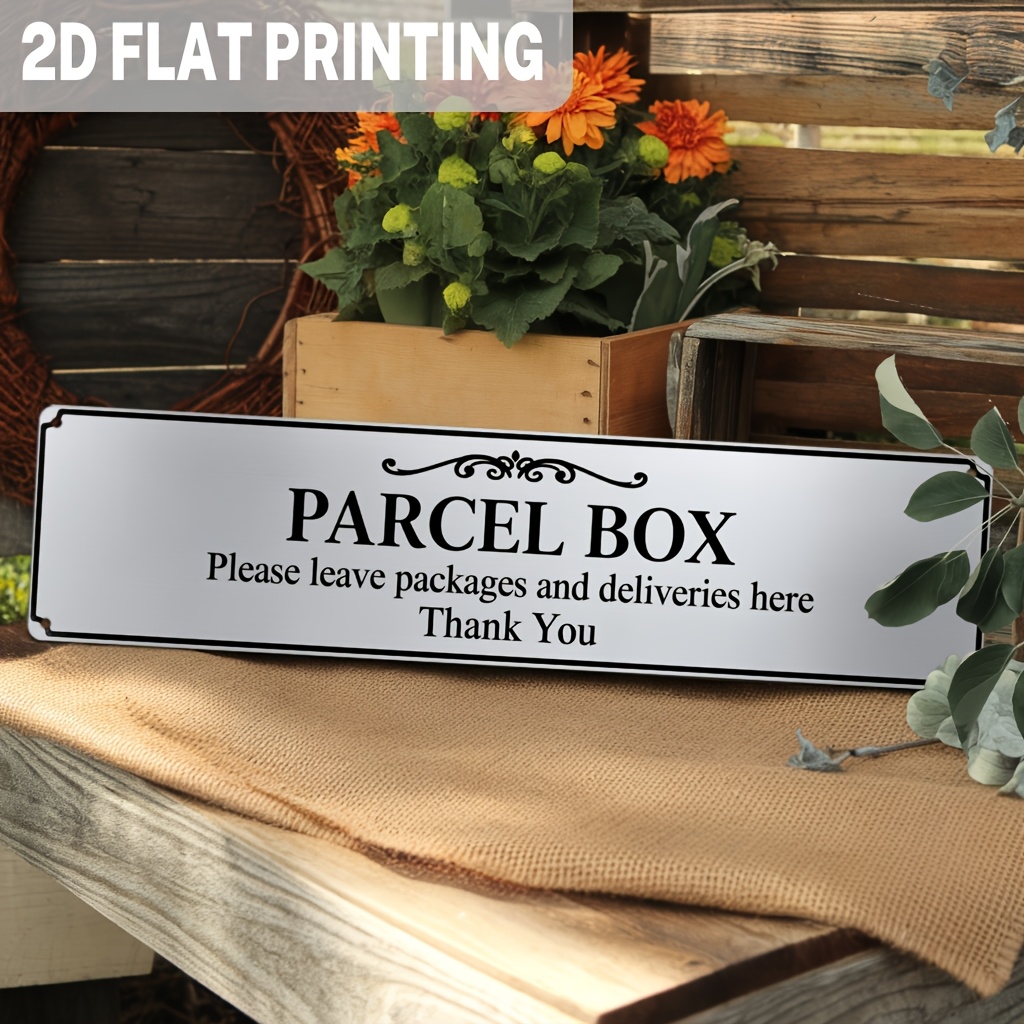 TEMU 2d Flat, 1pc Vintage Parcel Suitable For Home, Porch, Entryway - Retro Package Delivery Sign With "please Leave Packages Here" Message,