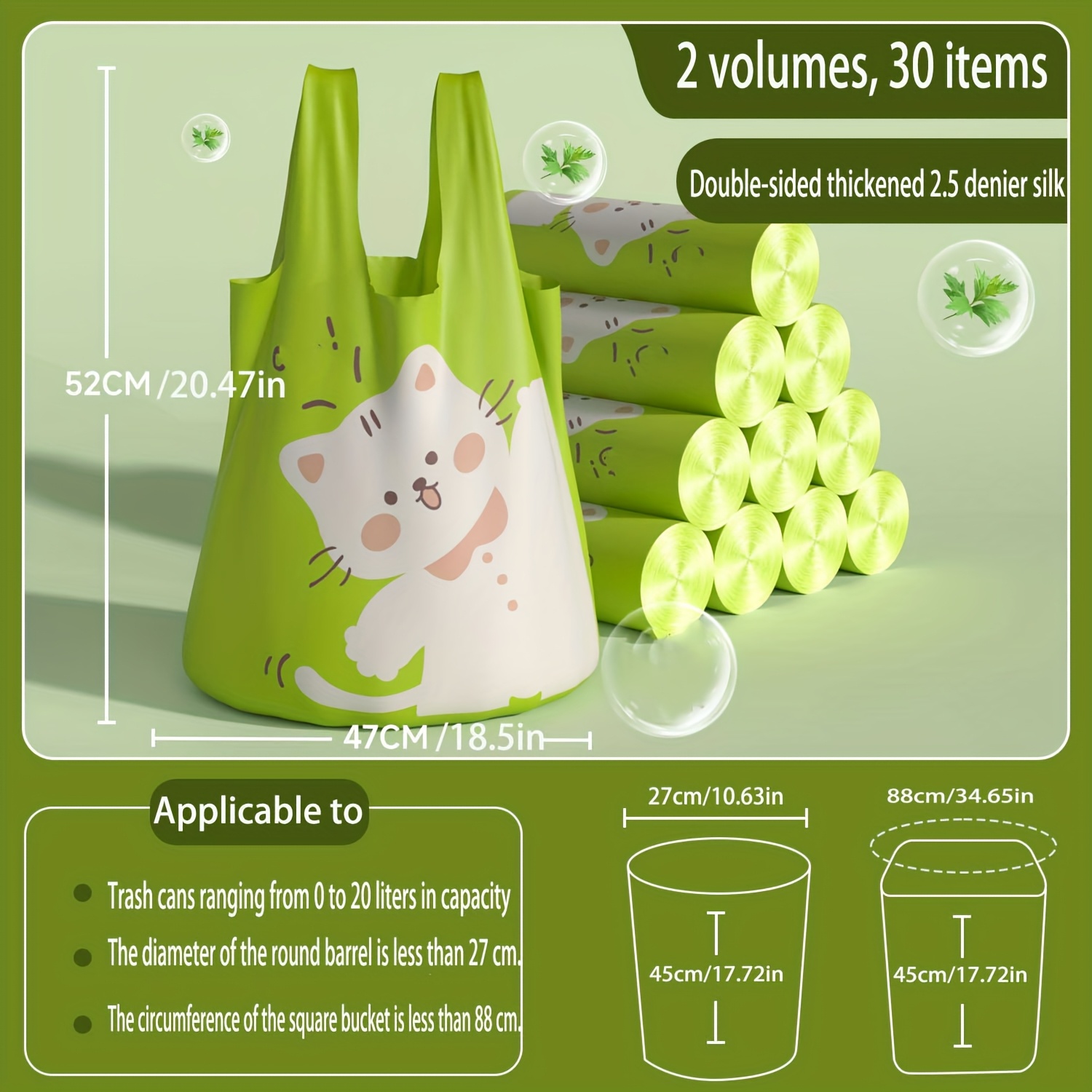 2 Rolls 30pcs/ 4 Rolls 60pcs Garbage Bags, Household Thick-handled Portable Extra-thick Drawstring Large-sized Kitchen Waste And Kitchen-specific Cleaning Bags