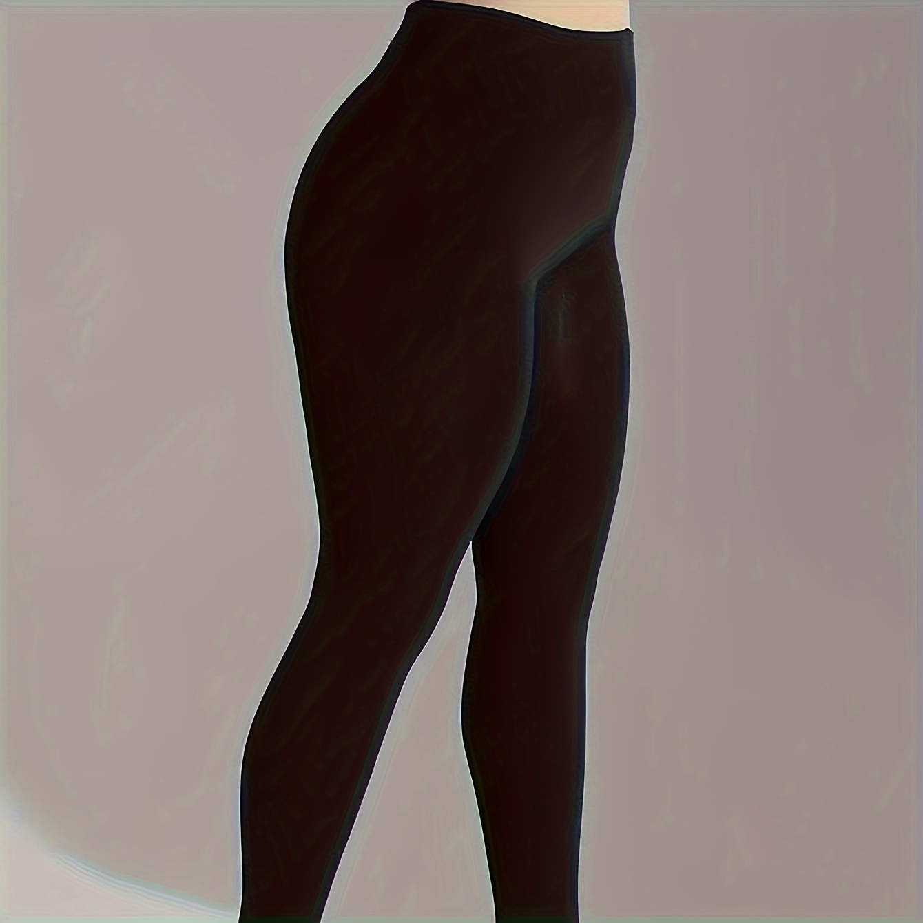 Women's Plus Casual Tights, Plus Size Solid Opaque High Waist Stretchy Slimming Pantyhose For Fall & Winter