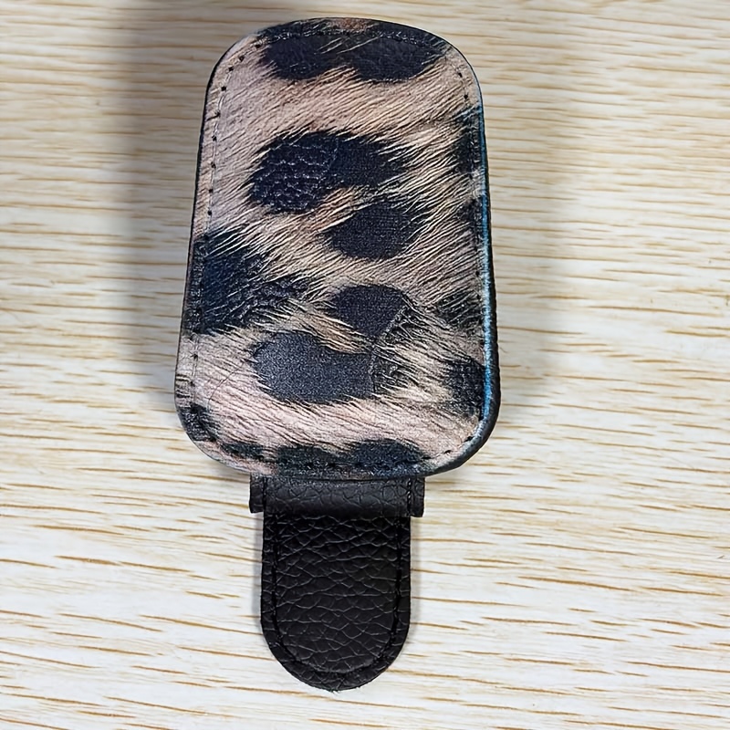 TEMU A New Leopard Print Sun Visor Glasses Frame, An Accessory For Car Interior Sun Visors, Suitable For Holding Bank Cards, Credit Cards, Membership