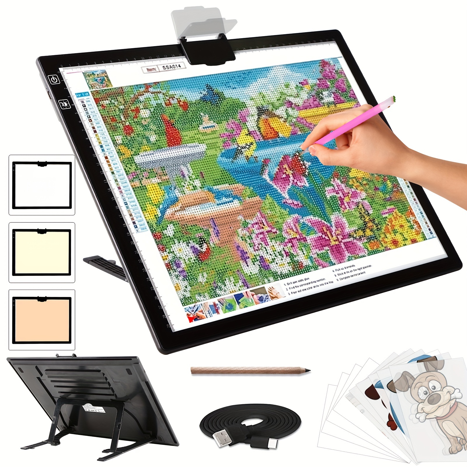 Tablette Lumineuse A3 5 Mm Portable – LED Tactile, Luminosité Réglable, Pour Dessin, Diamond Painting, Calligraphie