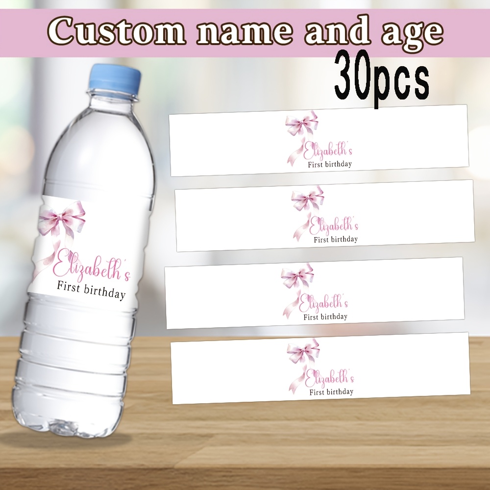 TEMU 10/30 Custom Water Bottle Labels, Personalized Celebration Tags, Custom Name And Age Bottle Seals, Suitable For Weddings, Birthdays, Baptisms,