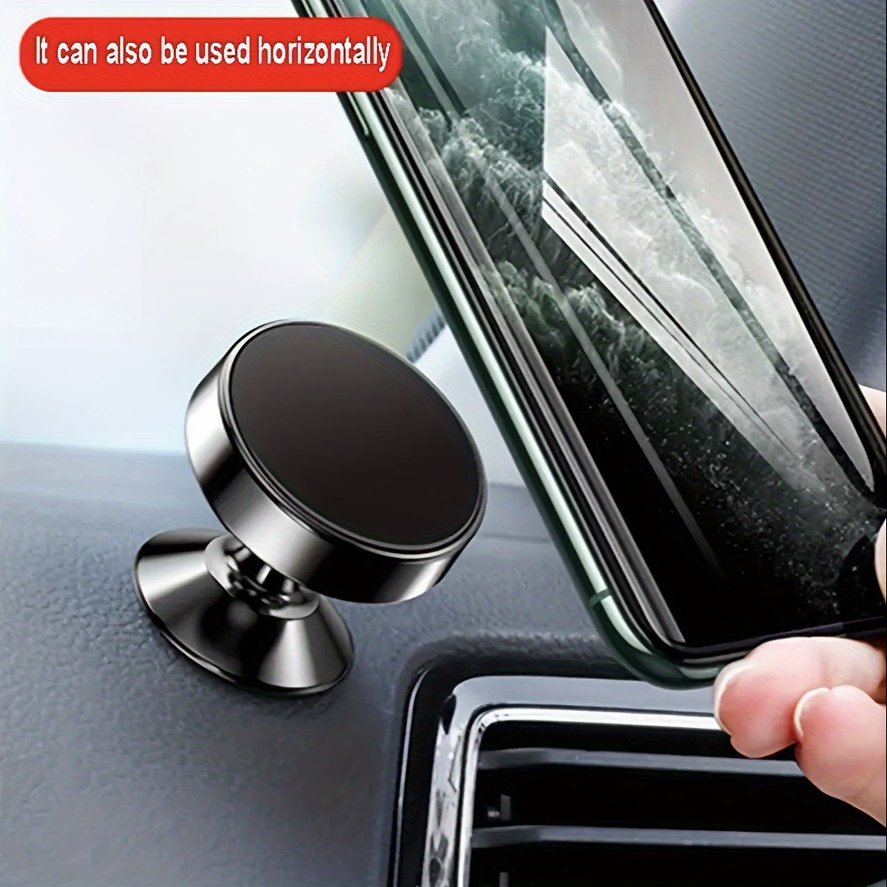 

360° Rotatable Magnetic Car Phone Holder: Strong Suction & Adjustable Height For Easy Navigation