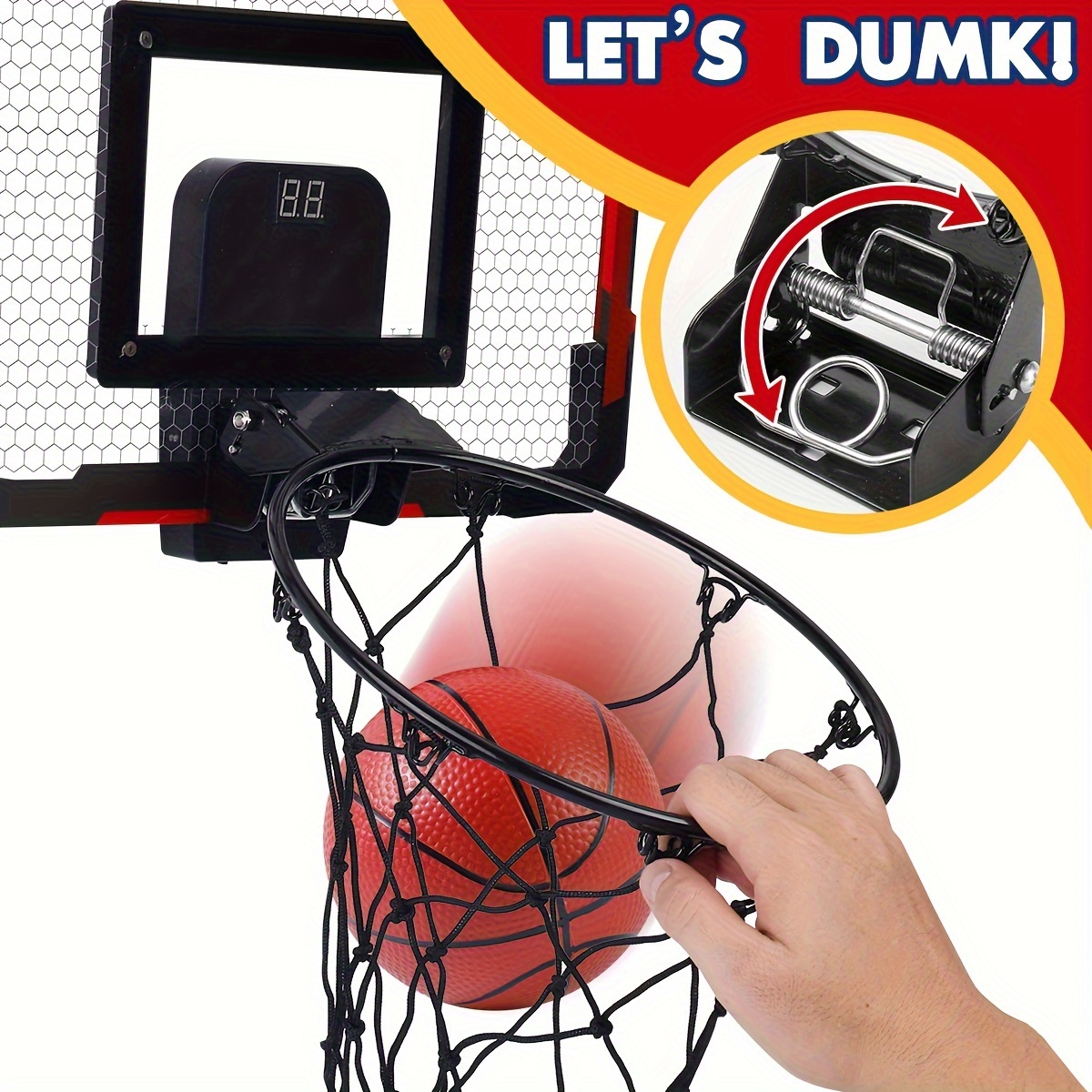 Mini Aro De Baloncesto TEMI Para Puerta – Con 4 Pelotas Y Bomba, Tablero Plegable Para Niños Y Adultos, Regalo +3 Años
