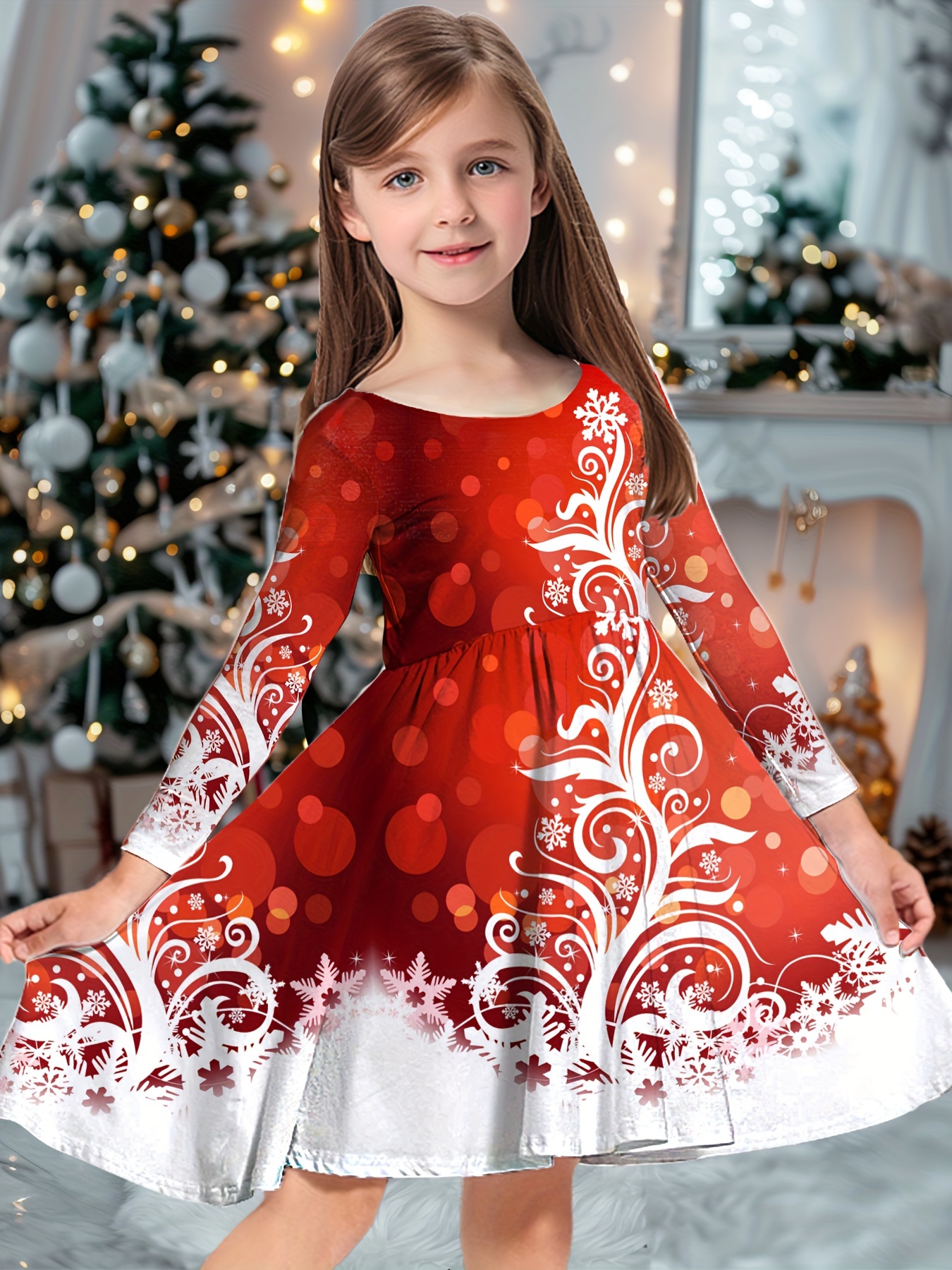 chinese dress ladies Sophie & Lucas Girls Velvet Christmas Dress with White Petal Collar main image 1