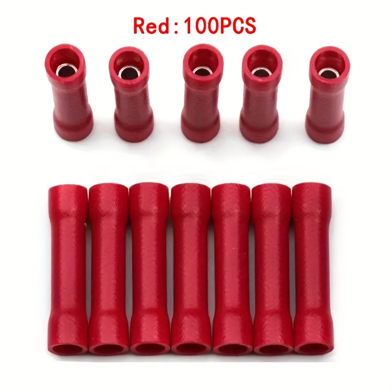 TEMU 100pcs/bag Heavy Duty Wire Terminals -secure Straight Splice Connectors With Insulated Crimp Technology Electrical Straight Connectors For Cable