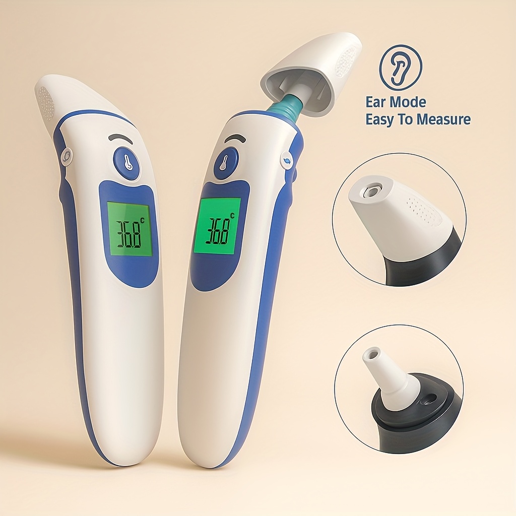 This Is a Dual-Function -Grade Infrared Thermometer That Can Measure Temperature from Both The Ear And Forehead, Ensuring Precise Readings for Family Health Monitoring. (AAA Batteries Not Included)