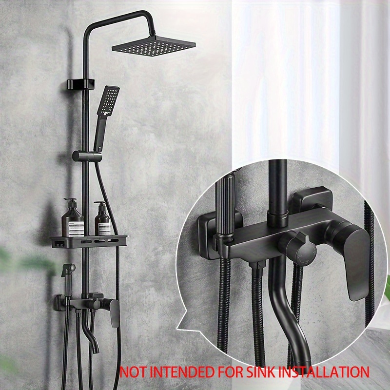 FLG Single Handle 6-Spray Wall Mount Shower Faucet 1.8 GPM with Pressure Balance Brass Shower System with Valve Matte Black | Shower System Black Shower Faucet Set Brass Shower Combo Set Wall | 浴室水栓用パーツ | Generic