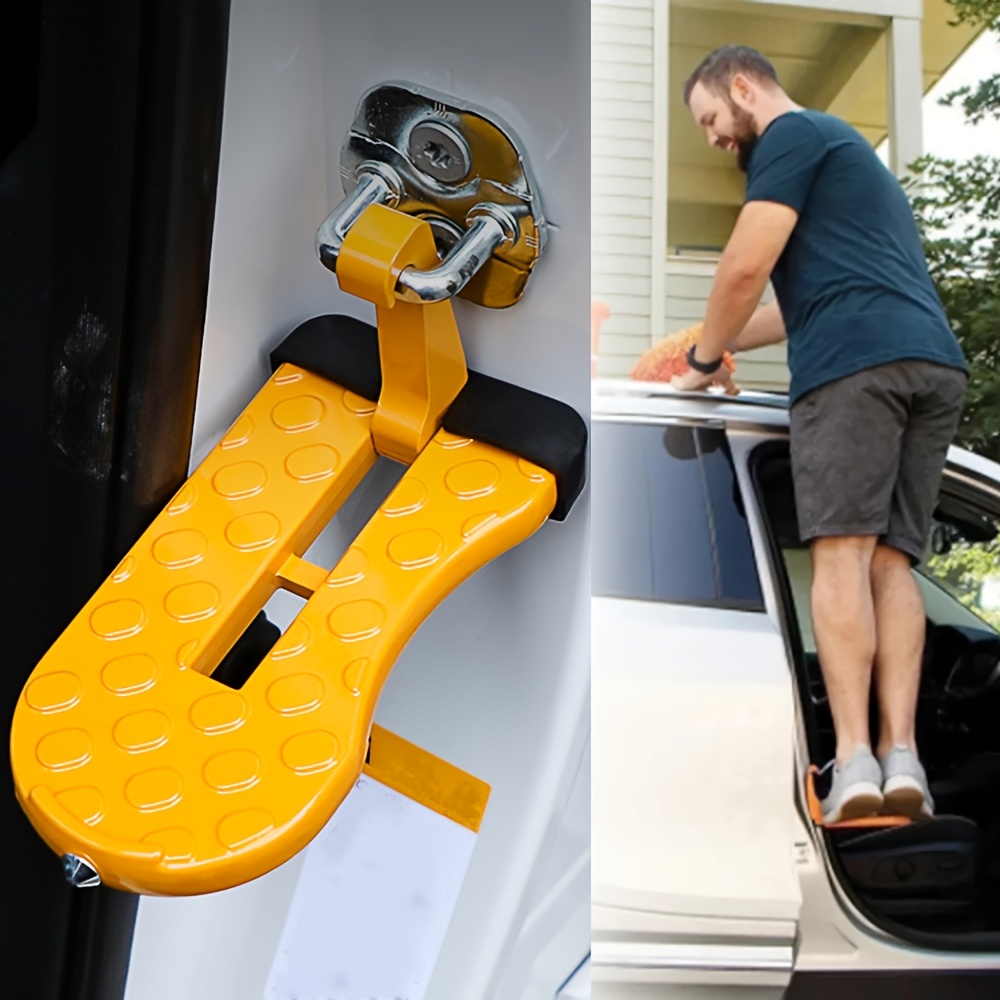 

Foldable Car Door Step With Safety Hammer & Wheel - Aluminum Alloy, Multi-functional Roof Rack Hook