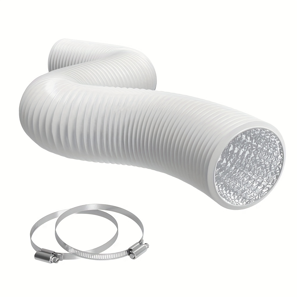 

4 Inch 5/25 Ft Dryer Vent Hose, Flexible Insulated Air Ducting, Vent Hose Pvc Aluminum Foil With 2 Clamps For Hvac Ventilation