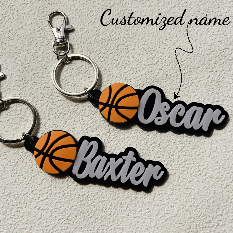 TEMU Personalized Basketball Keychain Custom 2d Flat Name 3 Dimensional Design For Bag Charm Valentine Mother Day Memorial Gift Fashion Accessory Birthday Gift High Quality