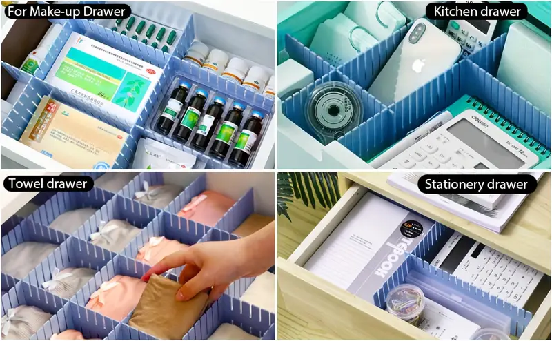 adjustable plastic drawer dividers diy storage organizer - Temu Bahrain