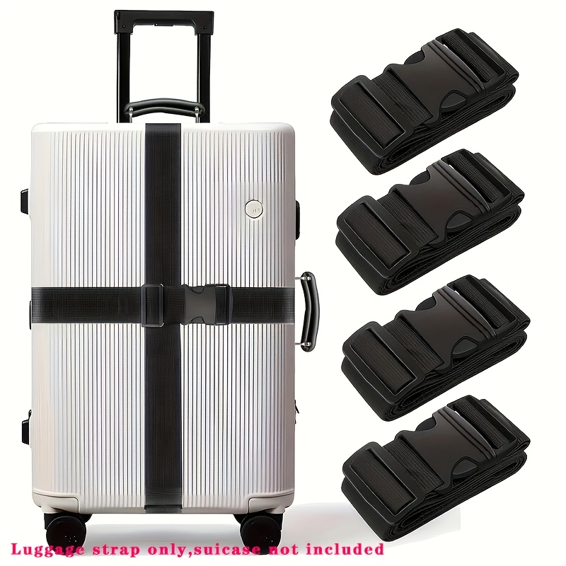 4pcs Luggage Strap With Name Tag, Travel Anti-theft, Anti-slip Adjustable Luggage Strap, Long Luggage Strap, Luggage And Luggage Strap