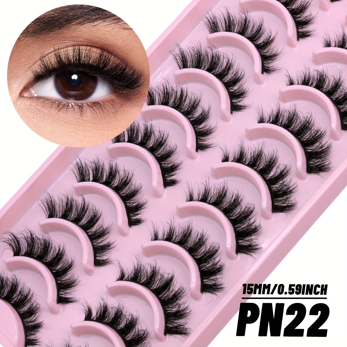 Groinneya 10 Pairs Lashes Mink Eyelashes Cat Eye Eyelashes Natural Full False Eyelashes Volumized Eyelash Extension Makeup Tools