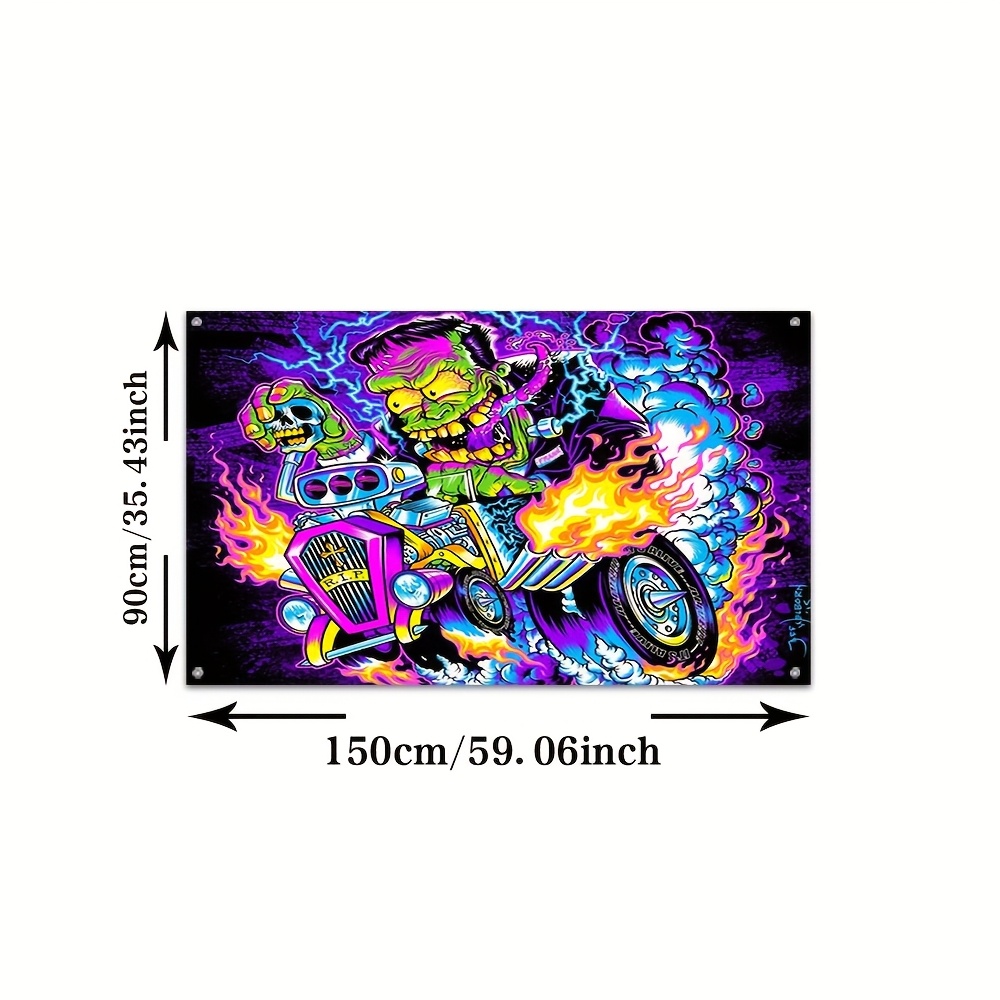 TEMU Cartoon Mouse Fink Cool Retro Street 1pc Digital Printed Flag, Suitable For Indoor Home And Garage Background Wall Decoration, Outdoor