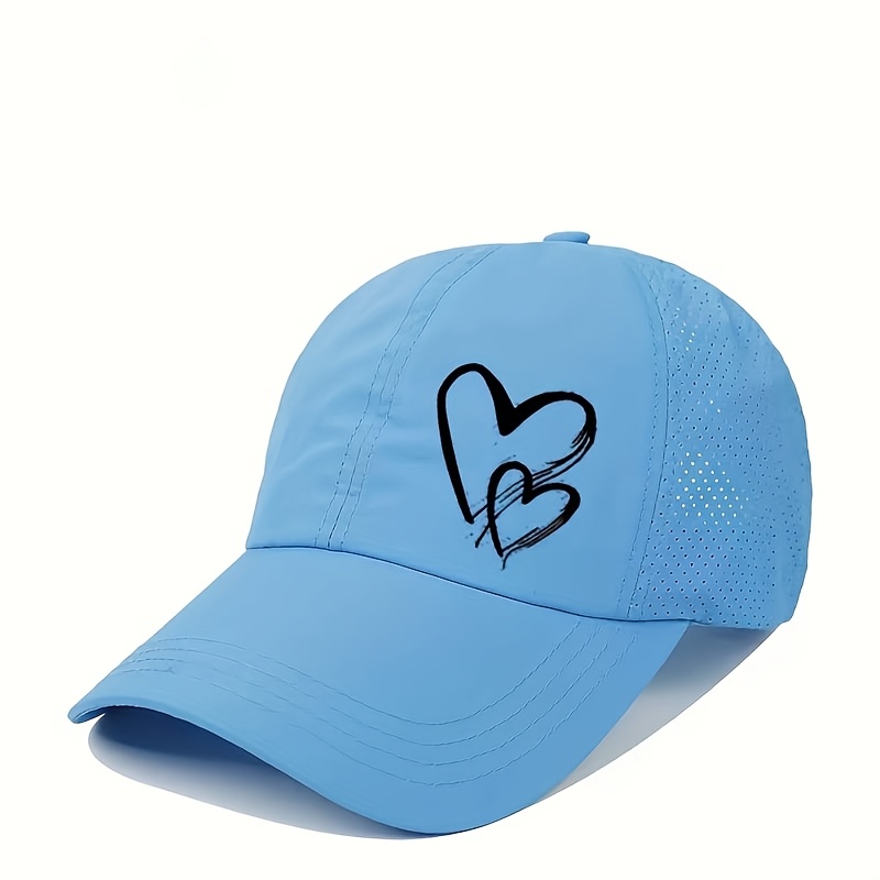TEMU Ponytail Heart Print Quick-dry Hat For Women For Outdoor Sports