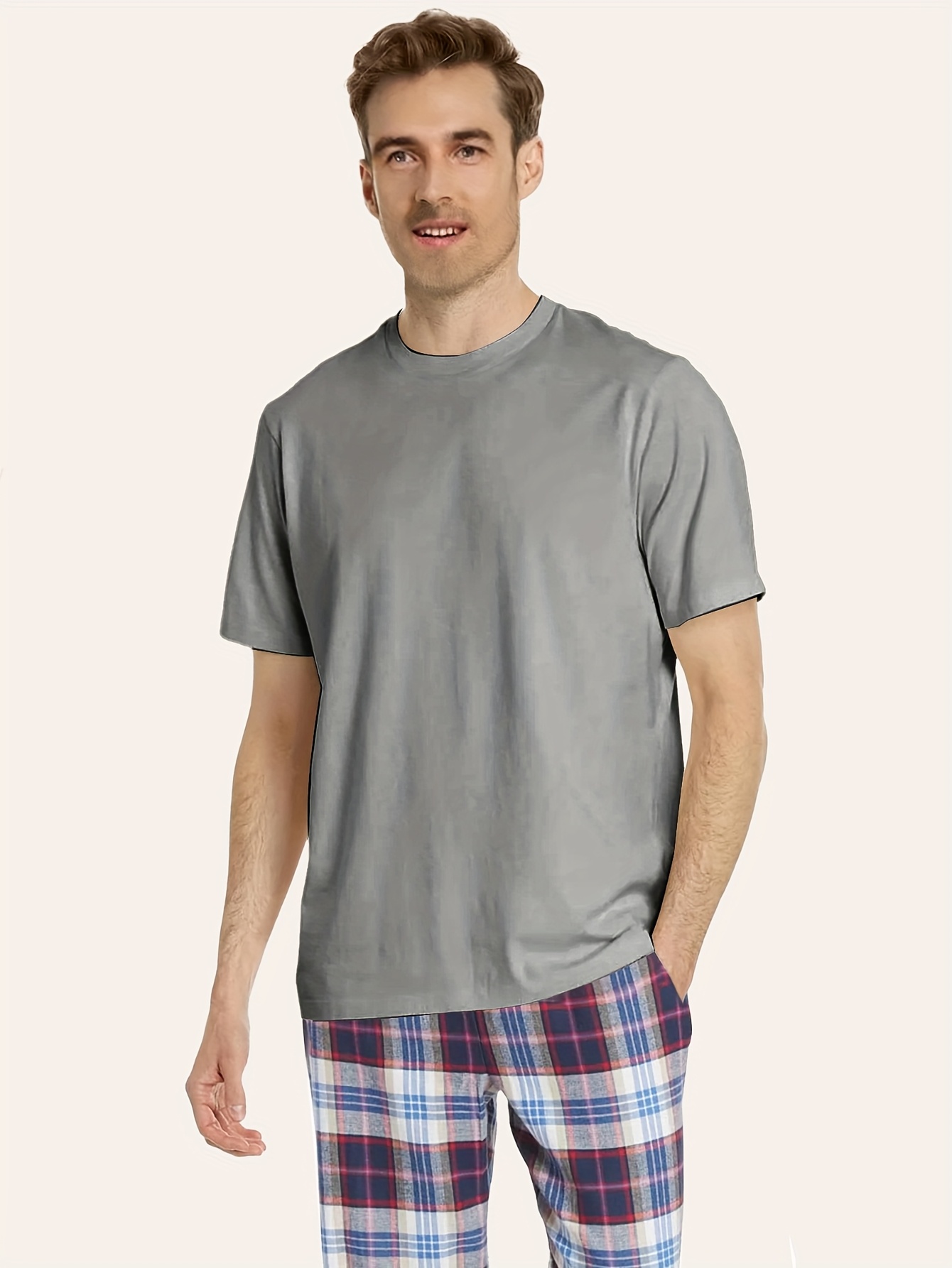 men' style solid color short sleeve t-shirt 4pcs set - men's