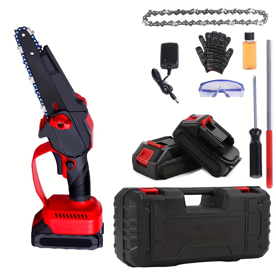 

Mini Chainsaw, 6 Inch Portable Cordless Chainsaw With 2 Battery Safety And Full Lock For Wood Cutting, Tree Trimming, Courtyard, Household, And Garden