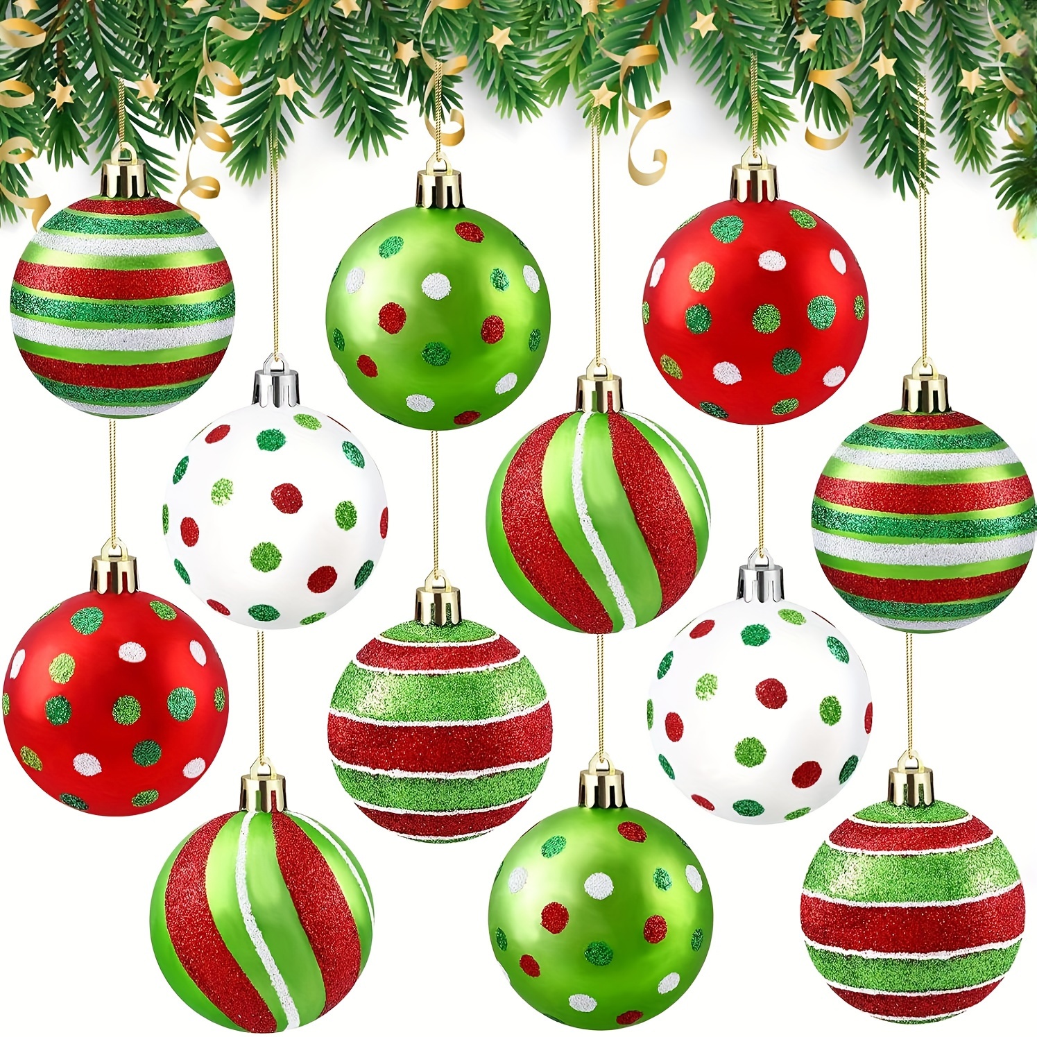 

12pcs Christmas Ornaments, 2.36" Red, & Plastic For Decoration - For & Decor