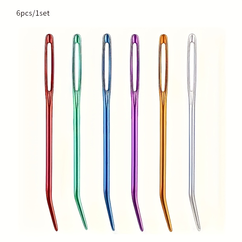 TEMU 6pcs Set Of Large Eye Needles, Yarn Needles, Tapestry Needles, Sewing Needles, Knitting Needles, Colorful Knitted Hand Sewing Needles