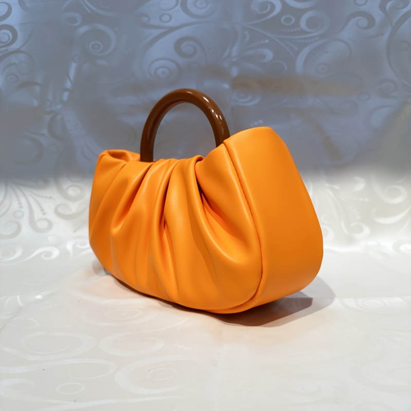 Elegant White Pleated Cloud Satchel - PU Leather Underarm Shoulder Bag, Magnetic Closure, Polyester Lined, Guangzhou Crafted