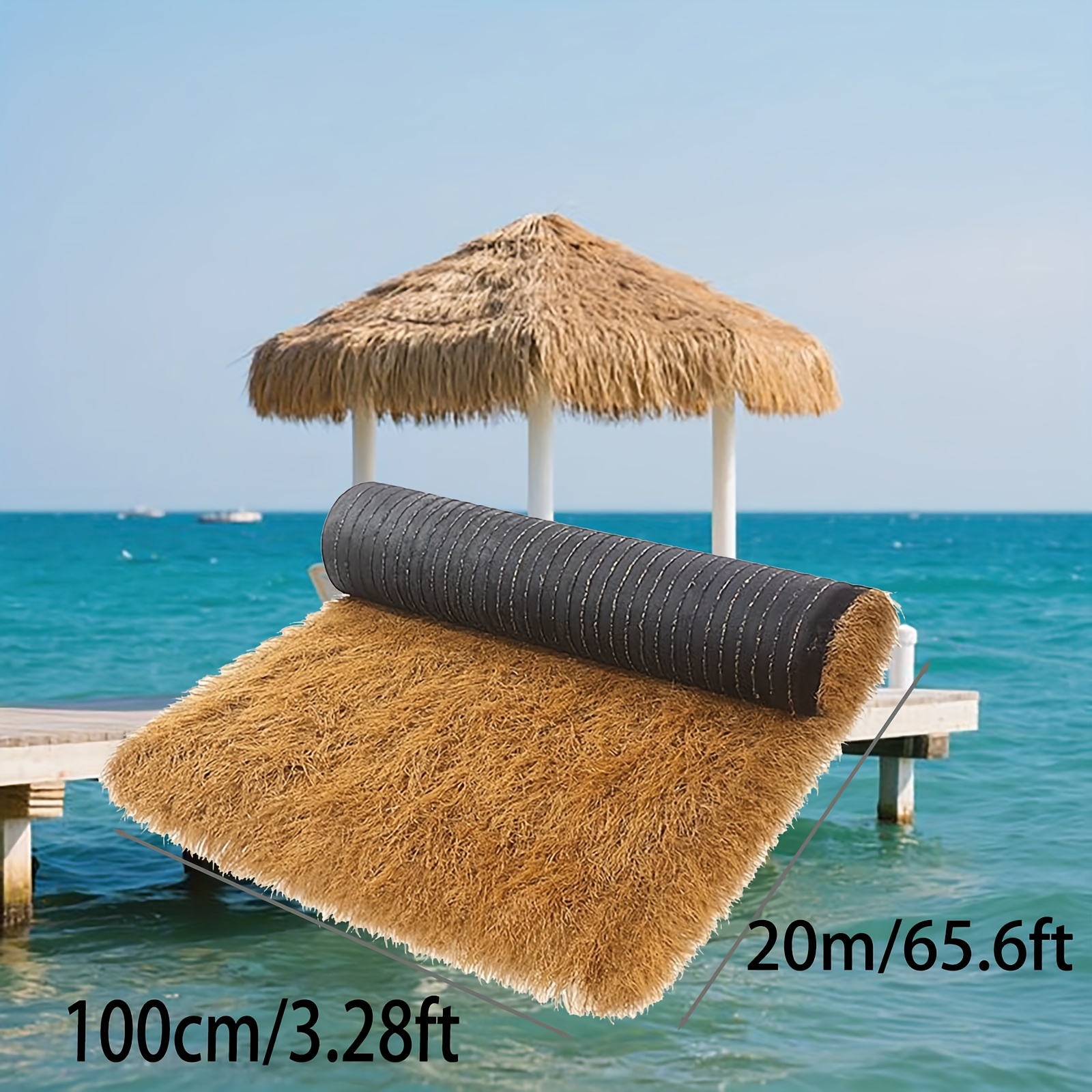 Image of 3.28x65.6ft Artificial Thatch, Mexican Straw Roof, Suitable For Shed Roof Bar Cabin Beach Garden Party Decoration