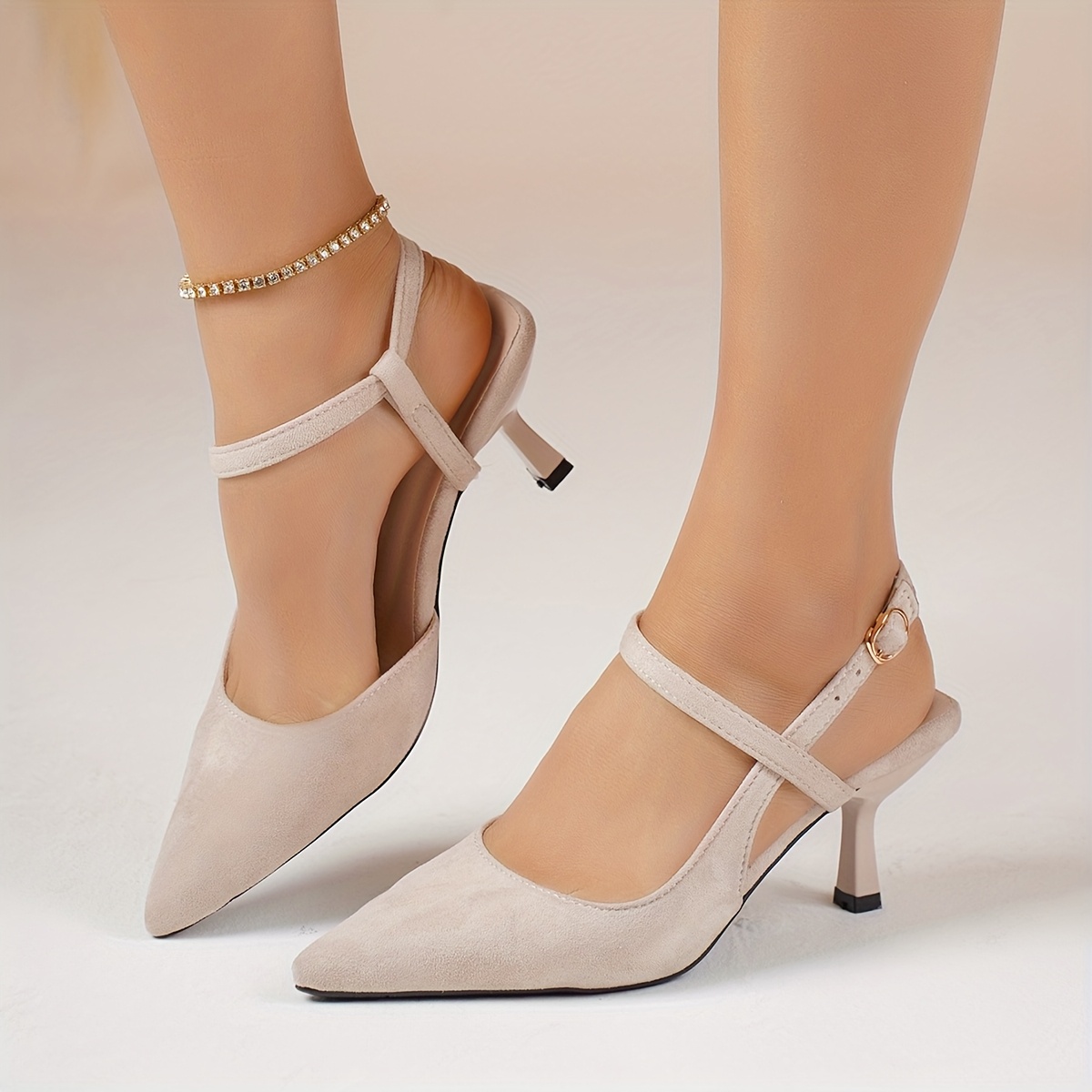 Women'S Plus Size Black Pointed Toe Strappy Heels - Elegant High Heel Shoes with Sparkling Ankle Strap, Perfect for Weddings, Parties, and Formal Events, Stylish High Heel Shoes|Sparkling Ankle Strap|Rubber Sole Heels