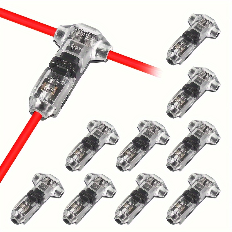 

D- T-tap Wire Connectors, 5/10pcs - Easy No-strip Installation For Low Voltage Applications, Copper Terminal, Fireproof & Heat Resistant