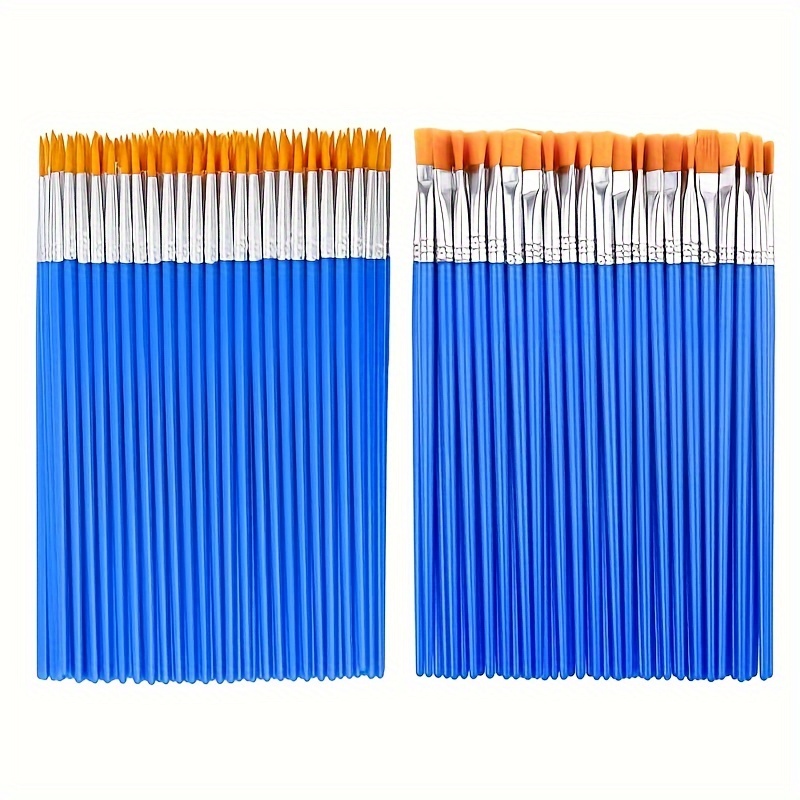 

100-piece Nylon Paint Brush Set With Round, Flat, And Pointed Bristles - Versatile For Acrylic, Watercolor, Gouache, And Oil Painting - Craft Brushes For Artists, Beginners, And Professionals