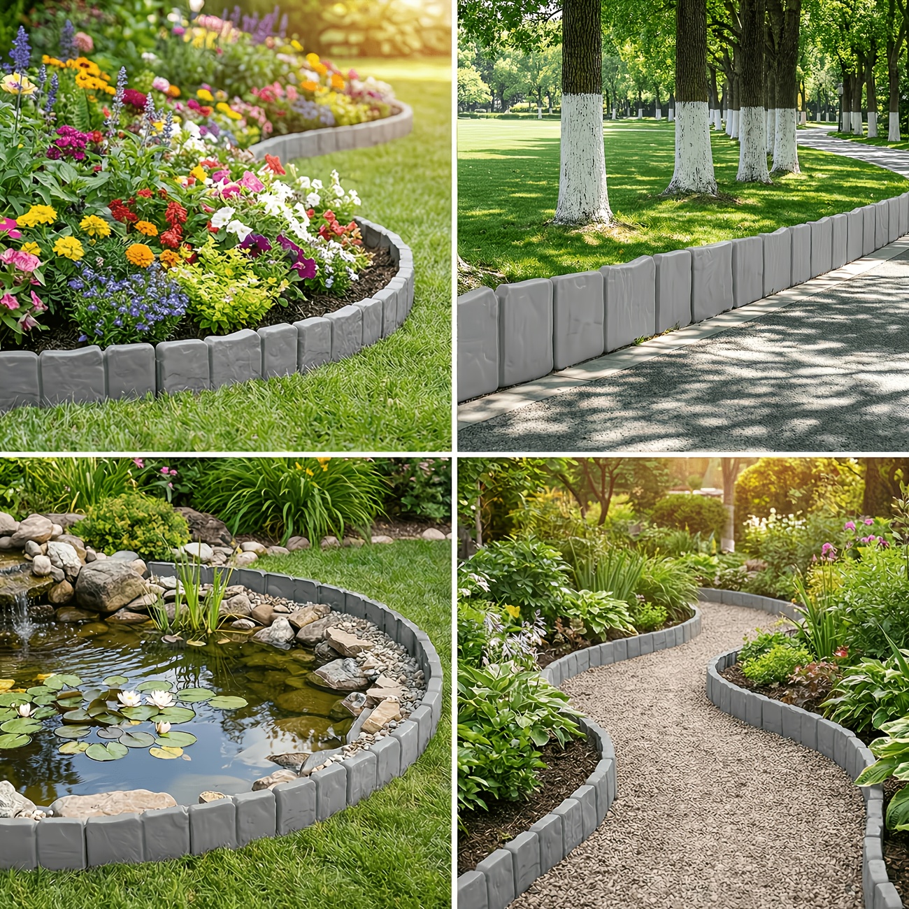 30pcs plastic garden   fence interlocking stone effect mini fence for flower beds lawns   durable weather resistant outdoor decoration decorative garden fence lawn   tool stoneeffect design