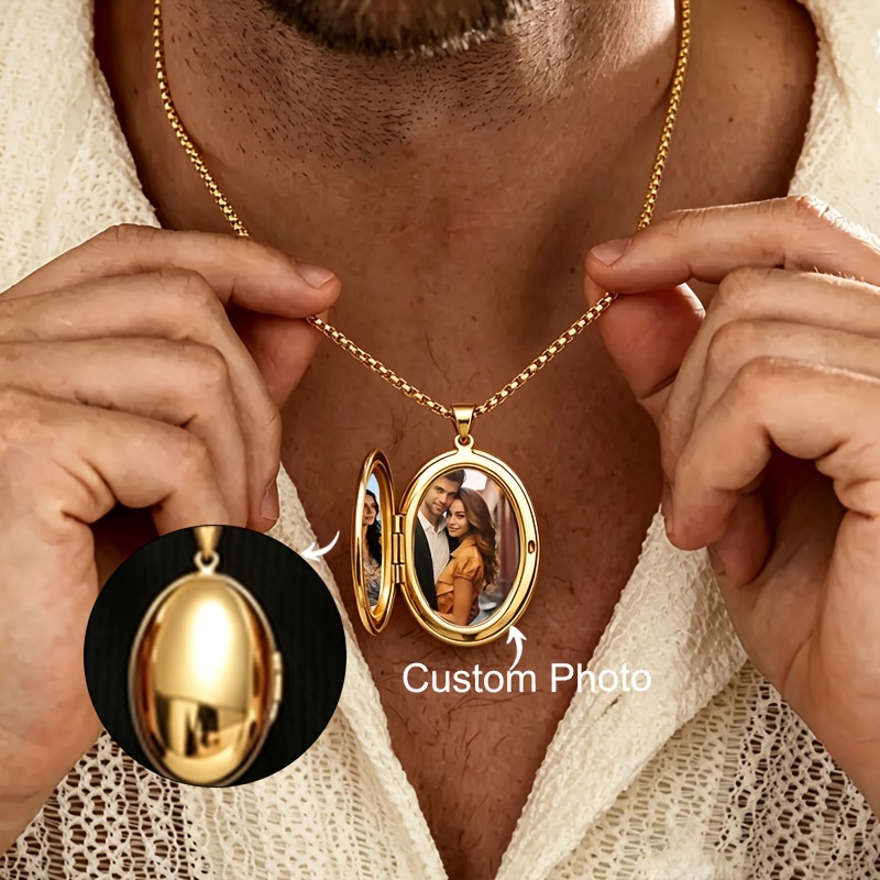 Customizable Stainless Steel Photo Heart Pendant Necklace