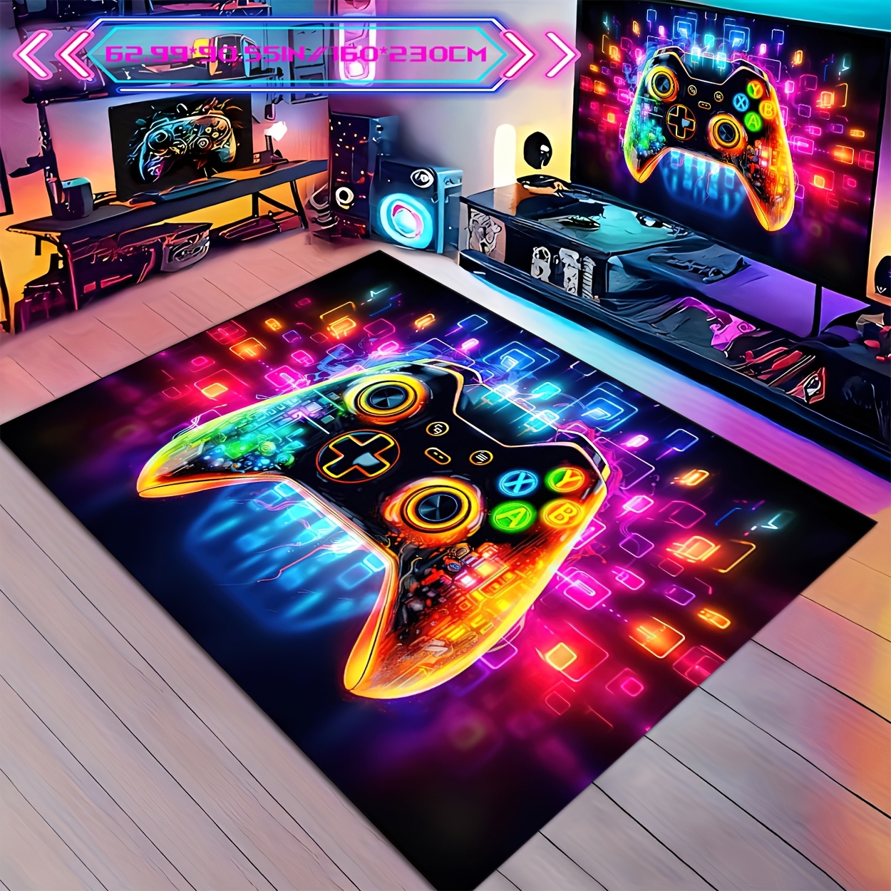 TEMU [Velours Cristal et 800G par avec Base en Plastique Antidérapante à ] Tapis de Décoration de Noël avec Motif de de Jeu pour Ambiance de Salle de