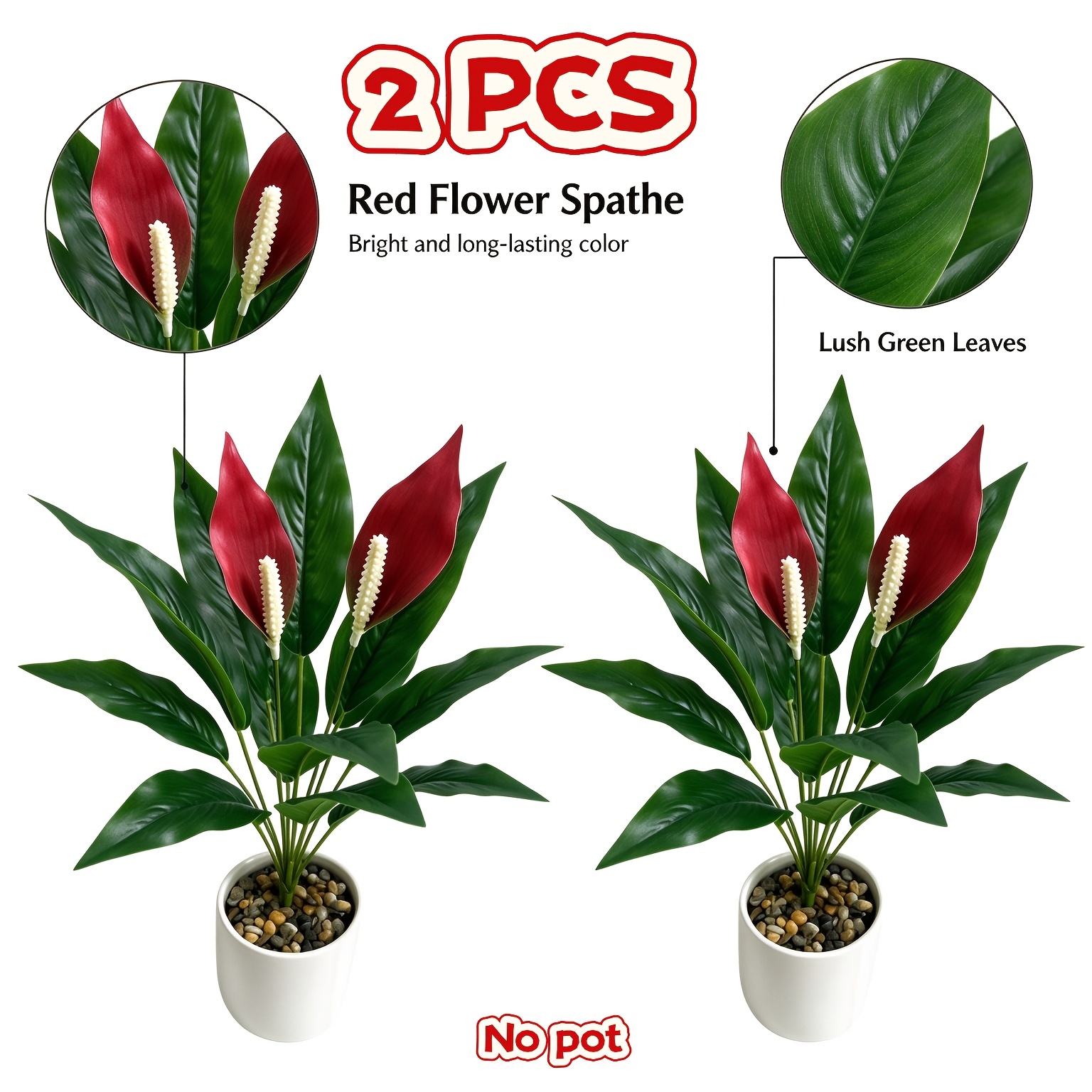 TEMU 2pcs High-simulation Red Phoenix Flower Trees | Fresh Natural Easy Grand, Courtyard Corner Decoration, Indoor Living Room Full Scenery, Balcony