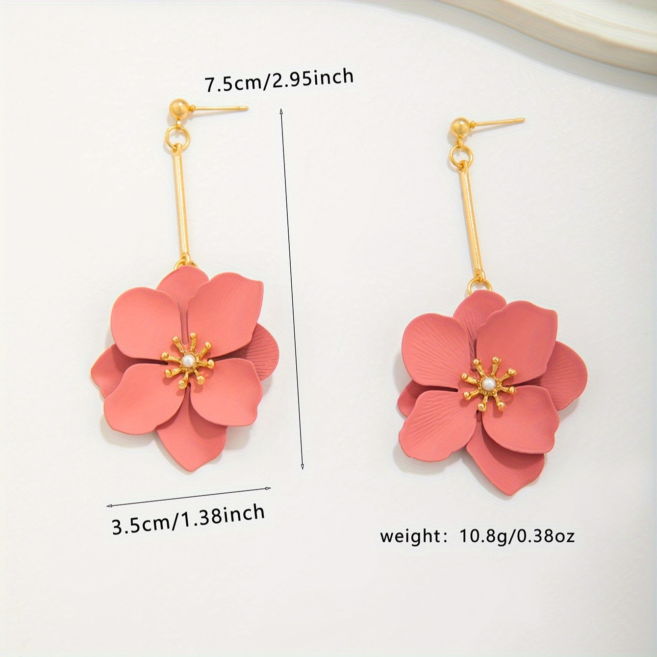 Bohemian Style Pink Flower Dangle Earrings