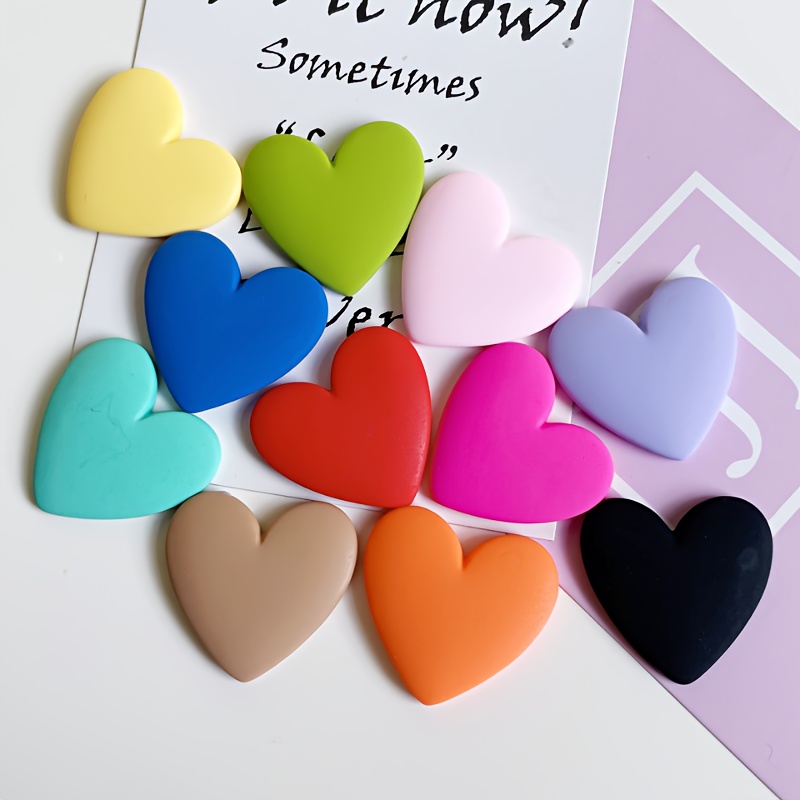 

10pcs 35x37mm Resin Acrylic Heart-shaped Flat Back Cabochon Scrapbooking Earrings Hairpin Accessories For Diy Phone Refrigerator Crafts Applique