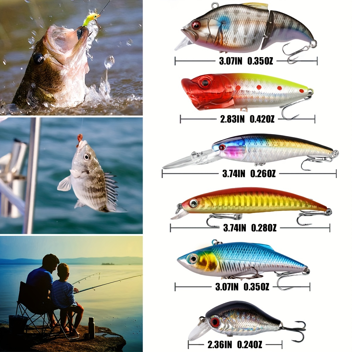 lure fishing bait set of 52 99 135 209 360pcs multi jointed fish   rock   chubby minnow vib suitable for freshwater and saltwater Product details 2