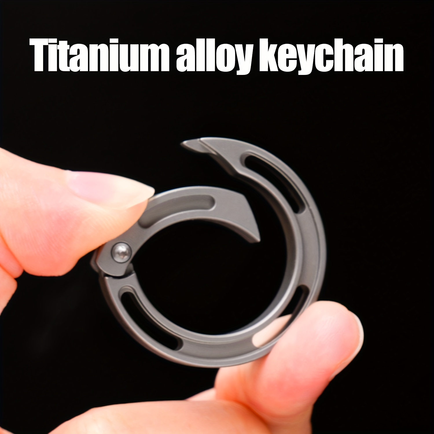 Titanium Alloy Keychain, Round Spring Lock Quick Release Buckle, Easy Mini EDC Tool Round Keyring