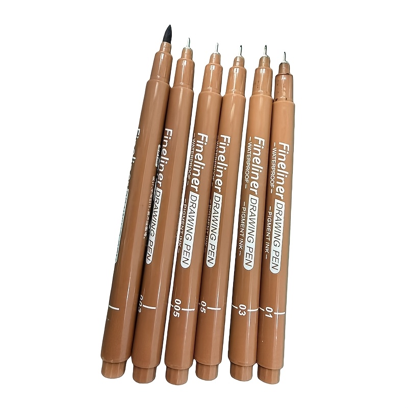 TEMU Set de stylos à pointe fine marron - Stylos de dessin légers et durables en plastique avec encre pour art au trait, , , art au pointillé, dessin