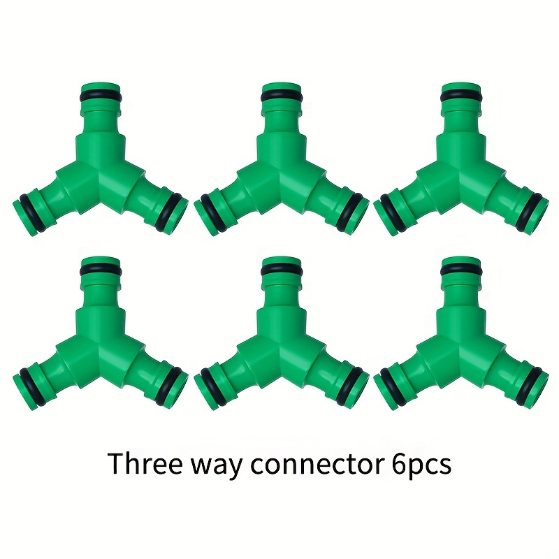 Image of 6pcs Plastic Garden Hose Connectors, And Tee Fittings, Suitable For Car Washing, Garden Irrigation, And Hose Accessories