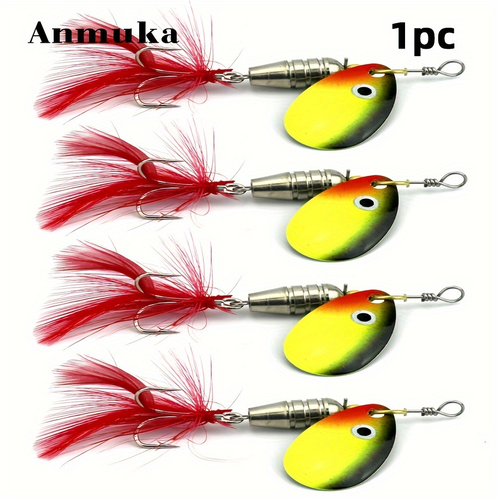 

Anmuka 3.07" Feathered Spinnerbait With Rotating Sequins - Stainless Steel, Barbed Hook For Sea Fishing Fishing Spinners Fishing Spinner Blades